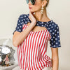 BiBi American Flag Theme Front Cut Out Top - RED STRIPE