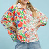 Umgee Mixed Floral Oversized Button Down Shirt - ORANGE MIX