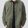 Men's Plus Size Button Up Long Sleeve Shirt - Army Green