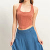 HYFVE Mineral Wash Halter Neck Everyday Top - BRICK