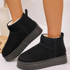 Platform Winter Ankle Boots with Cozy Fleece Lining - Black