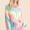 BiBi Tie Dye French Terry Top and Shorts Set - PASTEL TIEDYE