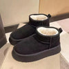 Fleece Lined Chunky Platform Mini Boots - Black
