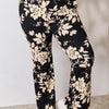 Heimish Full Size High Waist Floral Flare Pants - Black/Taupe