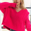 ADORA Ruffle Detail Adorable Sweater - HOT PINK