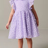 Children's Floral Lace Ruffle Sleeve Party Dress - Lilac
