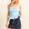 HYFVE Poplin Smocked Waist Summery Cami Top - L.BLUE