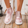 Lace-Up Round Toe Canvas Boots with Side Zip - Blush Pink