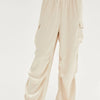 HYFVE Approach Satin Drawstring Hem Cargo Pants - Alpaca
