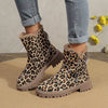 Leopard Print Fur Lined Ankle Boots - Leopard