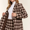 And The Why Full Size Plaid Brushed One Button Blazer - Brown