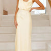 Satin Asymmetrical Midi Dress - Light Yellow