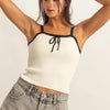 HYFVE Square Neck Ribbed Knit Cami - CREAM/BLACK