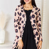 Double Take Printed Button Front Longline Cardigan - Leopard
