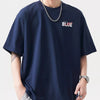 Men's Plus Size Round Neck Half Sleeve T-Shirt - Navy Blue