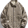 Men's Plus Size Casual Plaid Button-Up Jacket - Khaki