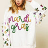 BiBi Fleur De Lis Sleeve Mardi Gras Pullover - OFF WHITE