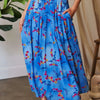 Davi & Dani Printed Smocking Waistband Ruffled Maxi Skirt - OCEAN BLUE