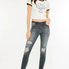 Kancan High Rise Distressed Ankle Skinny Jeans - BLACK