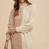 Annie Wear Color Block Turtleneck Sweater Dress - Taupe