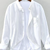 Men's Plus Size Button Up Long Sleeve Shirt - White