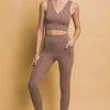 Love Tree High Waist Leggings with Side Pockets - Taupe