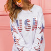 BiBi American Flag USA and Star Sequin Sweatshirt - OFF WHITE