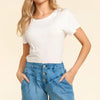 Haptics High Rise Button Fly Washed Denim Shorts - Faded Blue