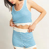 HYFVE Striped Cropped Tank and Shorts Set - BLUE/CREAM