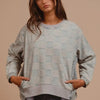 BiBi Mineral Washed Checkered Round Neck Denim Top - DENIM