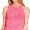 Zenana Ribbed Washed Seamless Tank Top - N CORAL FUCHSIA