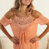 BiBi Front Crochet Lace Adjustable Strap Top - Neon Coral