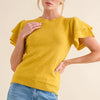 And The Why Double Layered Ruffle Sleeves Sweater Top - MUSTARD