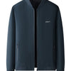 Men's Plus Size Zip-Up Bomber Jacket with Pockets - Navy Blue