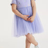 Children's Short Sleeve Tulle Dress - Lavender