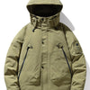 Men's Plus Size Hooded Puffer Jacket with Multiple Pockets - Green