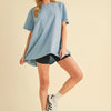 Aemi+Co Round Neck Short Sleeve Oversized T-Shirt - BLUE