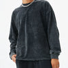 Men's Washed Round Neck Dropped Shoulder Sweatshirt - Black