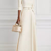 Elegant Off-Shoulder Belted Maxi Dress - Off-white