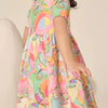 Children's Butterfly Print Short Sleeve Dress - Multicolor