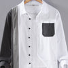 Men's Plus Size Color Block Long Sleeve Shirt - White