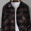 Men's Plus Size Plaid Button Up Long Sleeve Shirt - Burgundy