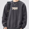 Men's Plus Size Crew Neck Dropped Shoulder Sweatshirt - Dark Gray