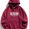 Men's Plus Size Drawstring Letter Dropped Shoulder Hoodie - Wine Red