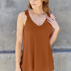 Basic Bae Full Size Lace Detail V-Neck Cutout Cami - Caramel