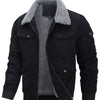 Men's Plus Size Corduroy Sherpa Lined Winter Coat - Black