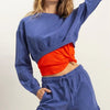 HYFVE Crew Neck Long Sleeve Crop Sweatshirt - DUSTY INDIGO
