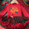 Children's Christmas Stocking Tulle Ruffle Dress - Scarlet