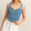 HYFVE Washed Sweetheart Neck Wide Strap Denim Tank - Light