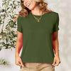 Full Size Round Neck Short Sleeve T-Shirt - Matcha Green